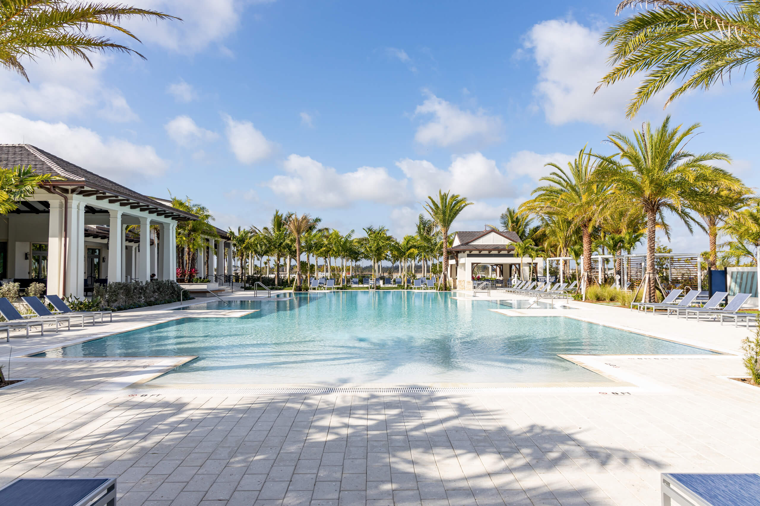 Resort-style pool with waterfalls at the clubhouse
